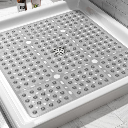 XIYUNTE Non-Slip Anti-Mould Machine Washable 70x70cm Shower Mat - Grey