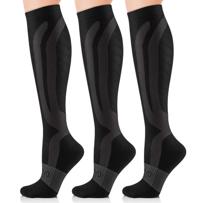 Compression Socks 20-30 mmHg Running & Travel - Unisex - 3 Pairs - CAMBIVO