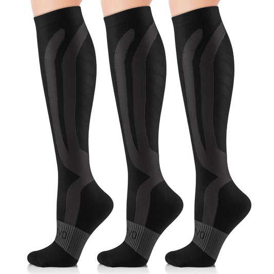 Compression Socks 20-30 mmHg Running & Travel - Unisex - 3 Pairs - CAMBIVO