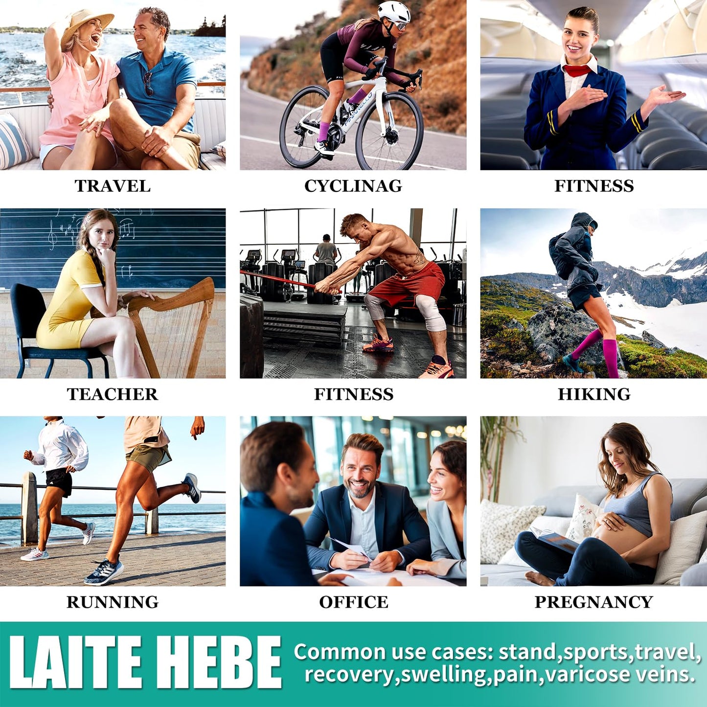 Laite Hebe Compression Socks Athletic Graduated - Unisex - 3 Pairs