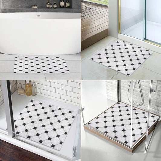 Shower Mat Non Slip Anti-Mildew: 60x60 cm Square Shower Mats with Drain Holes - Soft PVC Loofah Bathtub Mat for Kids and Elderly - Quick Drying Bath Matt for Shower Stall