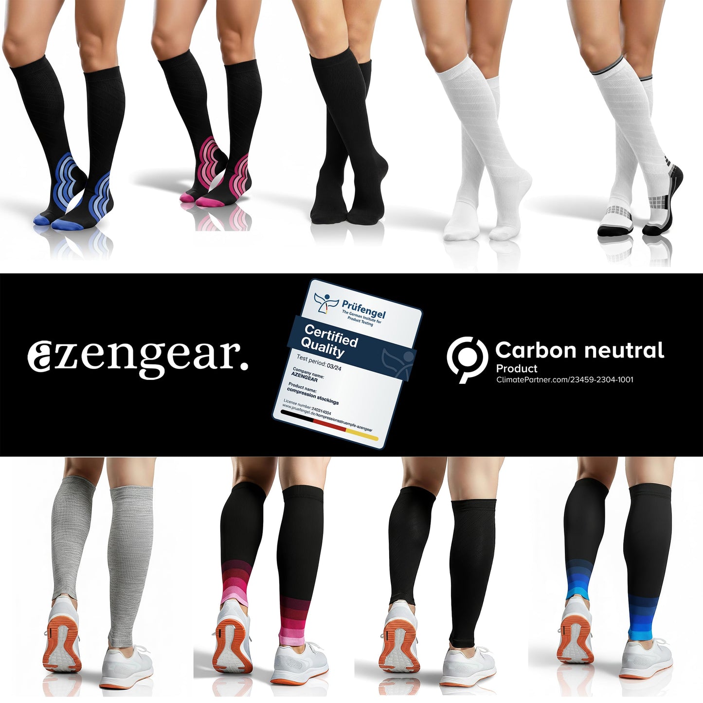 aZengear Compression Socks 20-30 mmHg Seamless Knee-High - Unisex