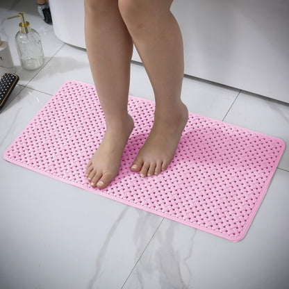 Bath Mat Non Slip Anti Mould - 36x70cm Bathtub Mat for Bathroom with Suction Cups and Drain Holes, Machine Washable Shower Mats for Inside Shower Ideal for Kids & Elderly (Pink)