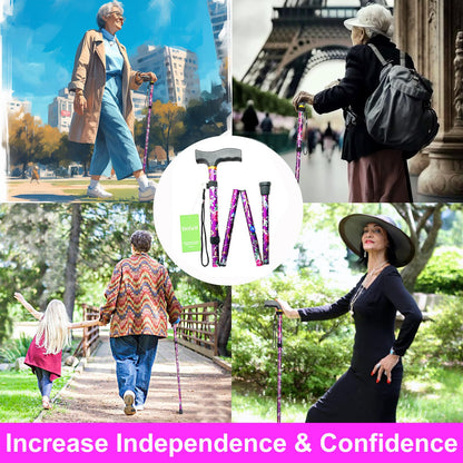 BeGrit Folding Adjustable Collapsible Walking Stick