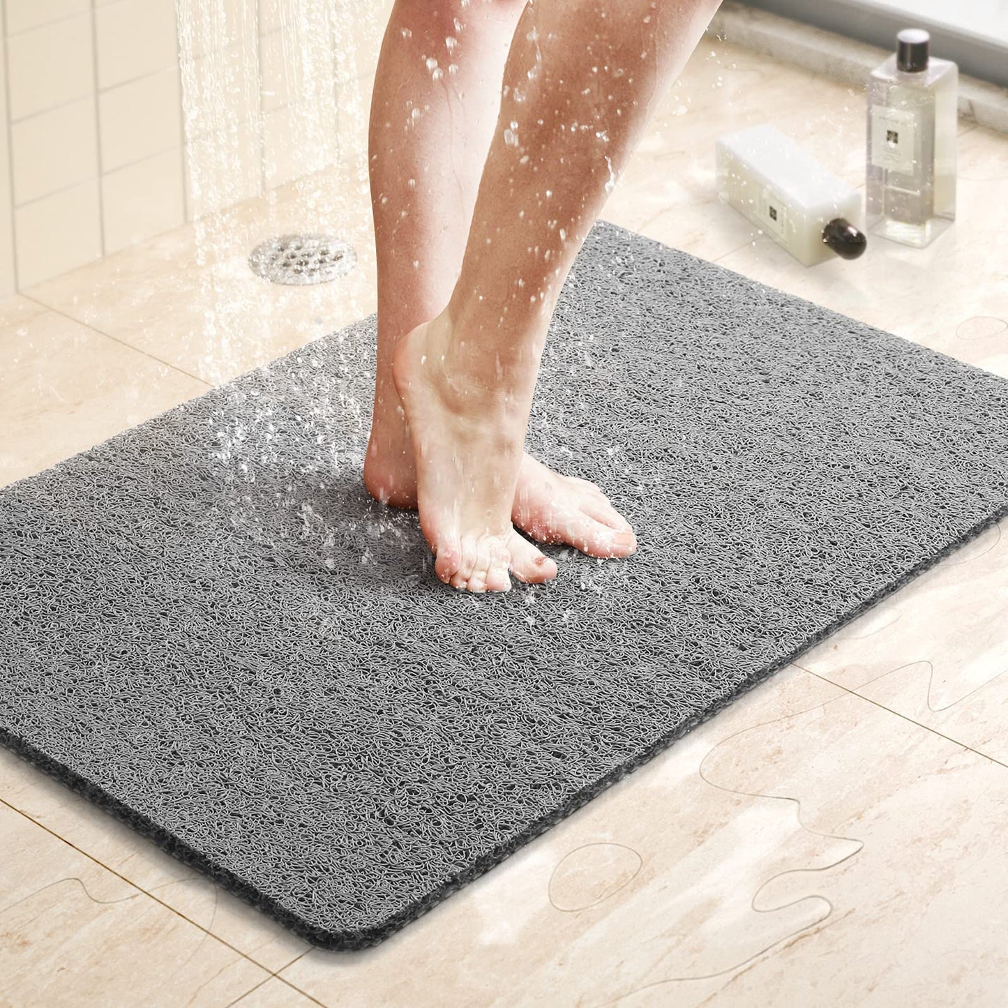 LuxStep PVC Loofah Quick-Dry 24x16inch Bath Mat - Grey