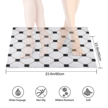 Shower Mat Non Slip Anti-Mildew: 60x60 cm Square Shower Mats with Drain Holes - Soft PVC Loofah Bathtub Mat for Kids and Elderly - Quick Drying Bath Matt for Shower Stall
