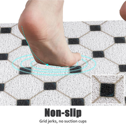 Shower Mat Non Slip Anti-Mildew: 60x60 cm Square Shower Mats with Drain Holes - Soft PVC Loofah Bathtub Mat for Kids and Elderly - Quick Drying Bath Matt for Shower Stall