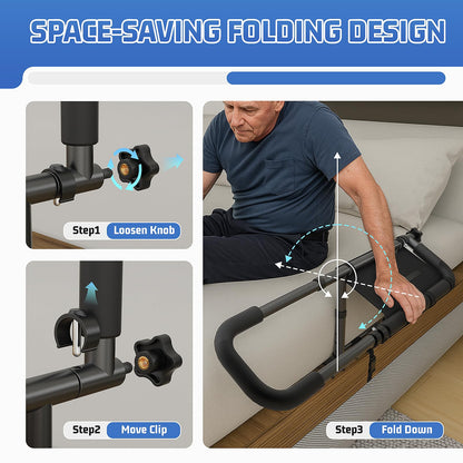 OPAFOBEF Adjustable Non-Slip Tool-Free Bed Assist Rail