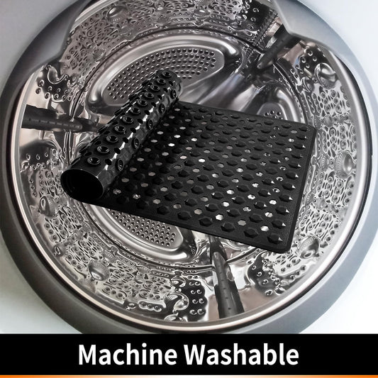Bath Mat - Large Non Slip Bathtub & Shower Mat with Drain Hole and Suction Cups, Soft on Feet, Machine Washable, Easy Dry (Black, 88 * 40CM)