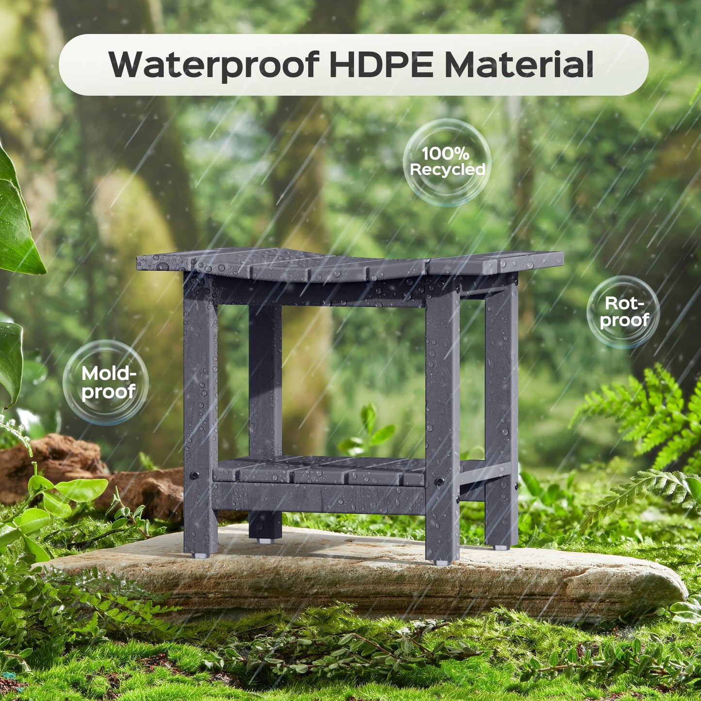 LyriFine HDPE Waterproof Adjustable Shower Stool for Elderly & Disabled