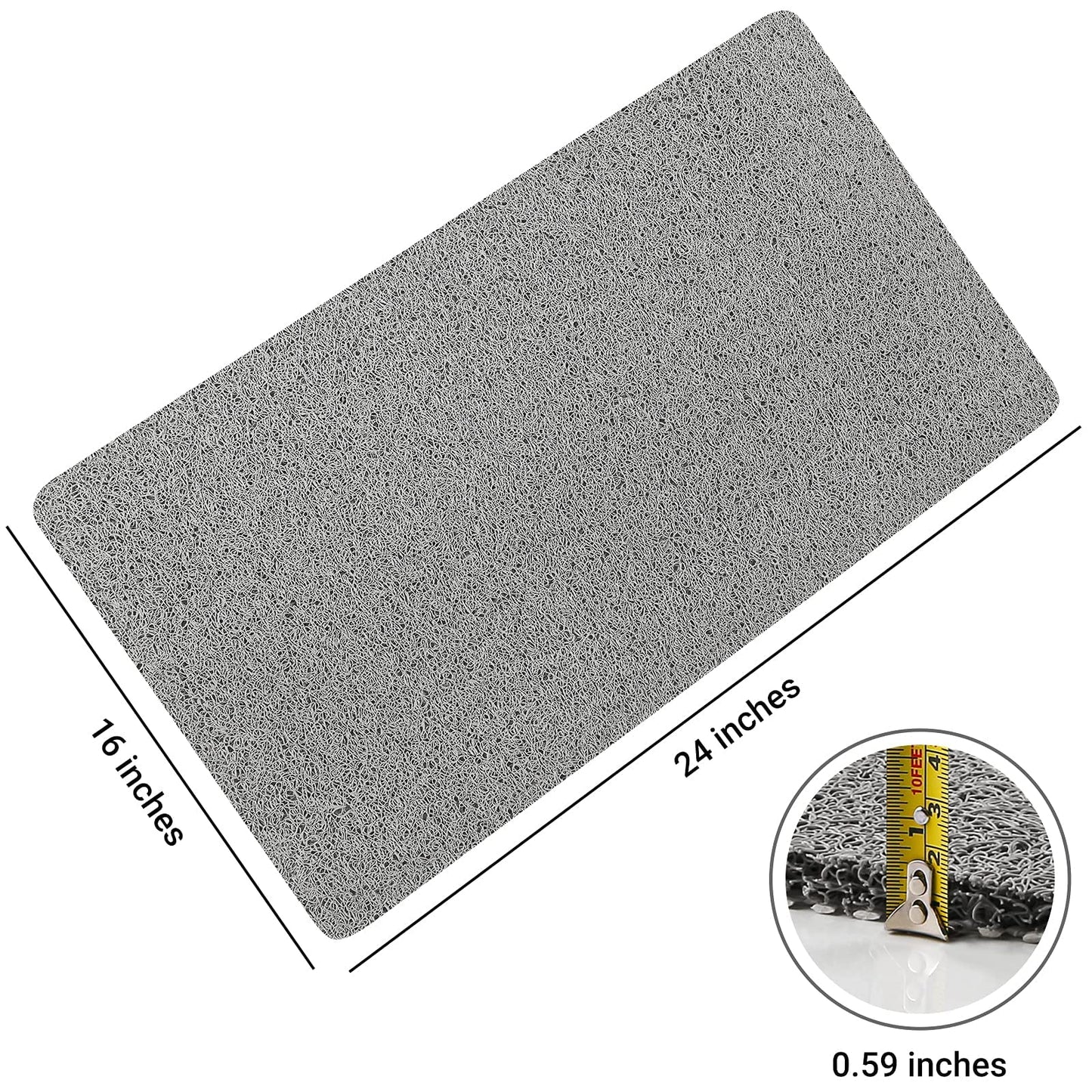 LuxStep PVC Loofah Quick-Dry 24x16inch Bath Mat - Grey
